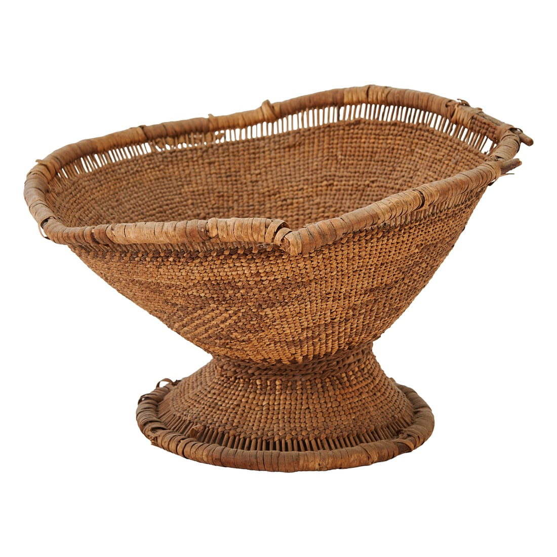 Two Native American Baskets, One Footed and One Lidded - 5