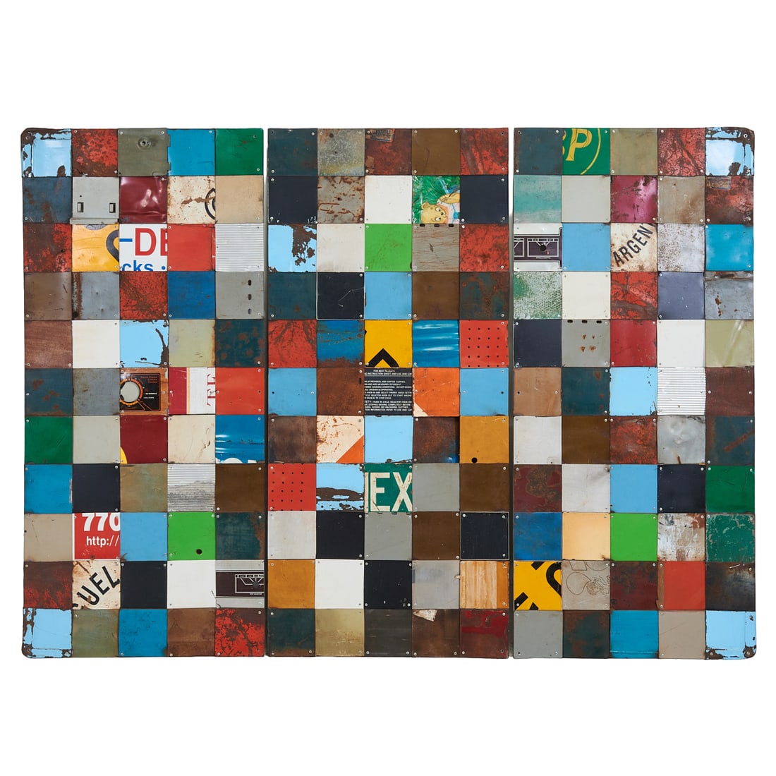 Gordon Chandler, Metal Quilt, Three Piece Painted Reclaimed Metal Quilt (1 of 4)