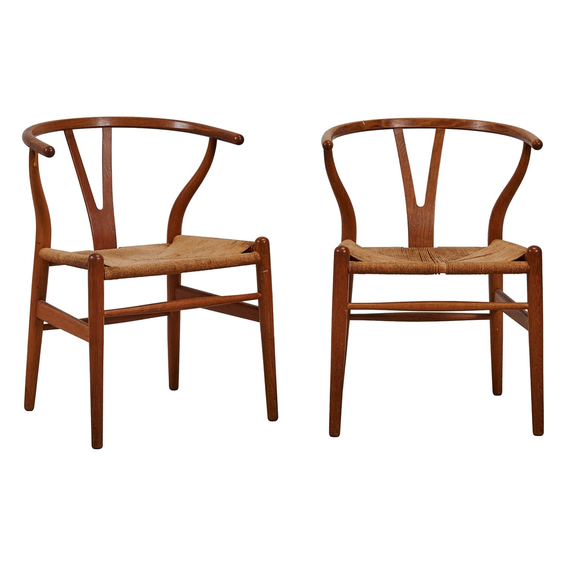Six Hans Wegner Oak and Cord Wishbone Chairs (1 of 5)