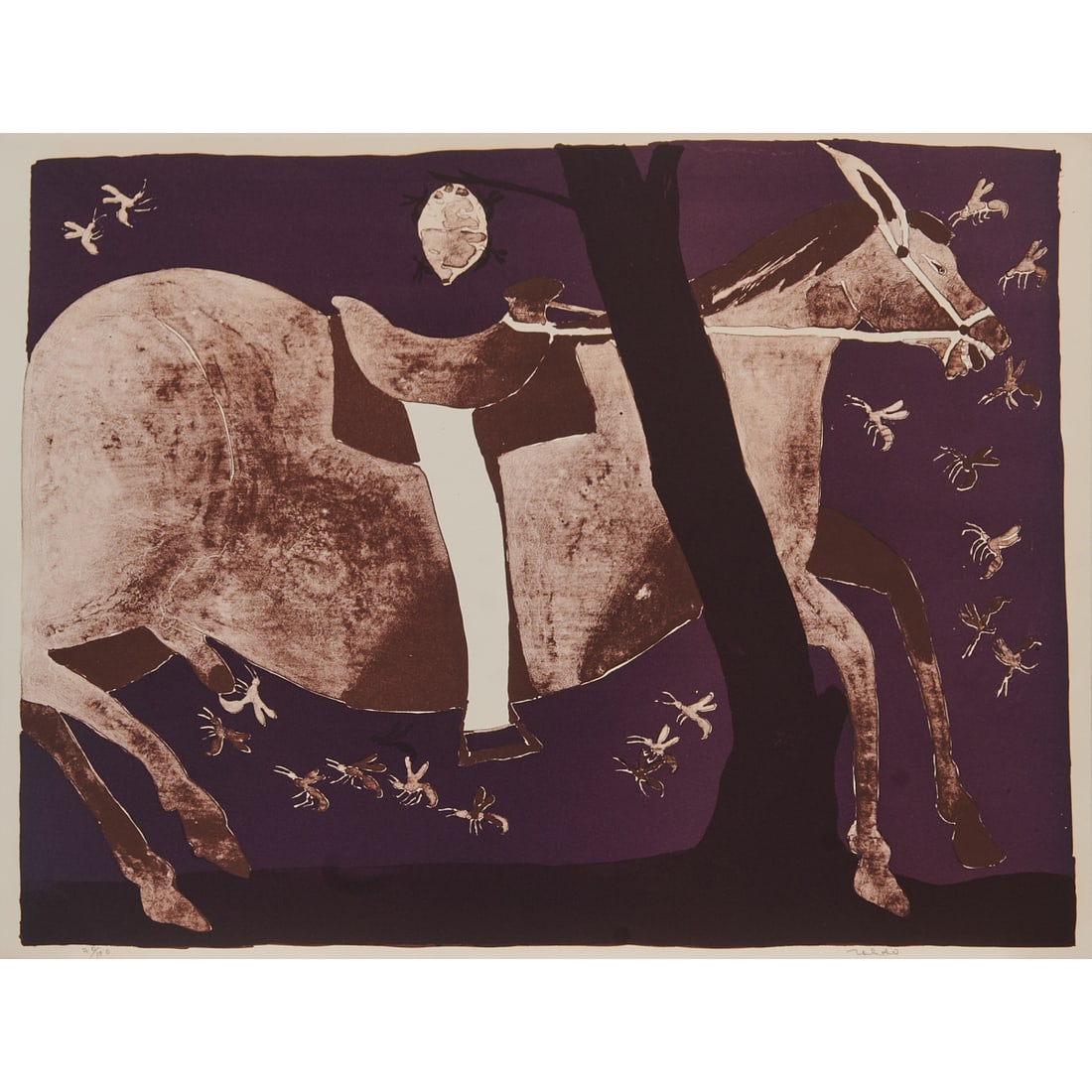 Francisco Toledo, Caballo Y Avispas, Colored Lithograph: Francisco Benjamin Lopez Toledo (Mexican, 1940-2019), "Caballo Y Avispas" (Horse and Wasps), 1969, colored lithograph, [approximate dimensions - plate: 15 5/8" H x 20 3/8" W, sheet: 16" H x 21 1/4" W]