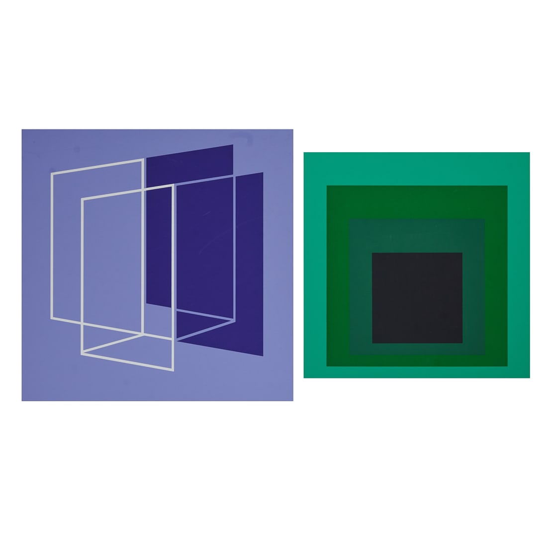 Josef Albers, Two Screenprints from Formulation Articulation: Josef Albers (German/American, 1888-1976), Two screenprints on Mohawk Superfine Bristol paper from the "Formulation Articulation" 1972 portfolio; including (i) "Repeated and Not Repeated," P1, F26, I1