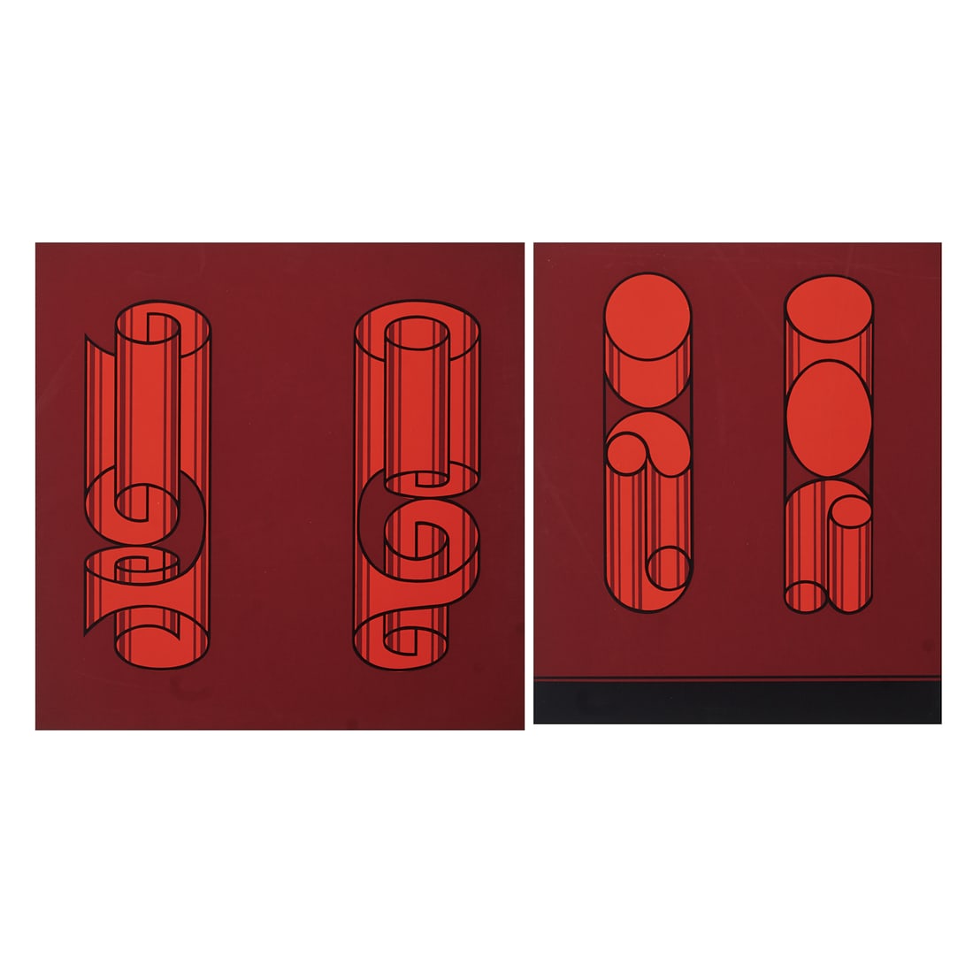 Josef Albers, Two Screenprints from Formulation Articulation: Josef Albers (German/American, 1888-1976), Two screenprints on Mohawk Superfine Bristol paper from the "Formulation Articulation" 1972 portfolio; (i) "Rolled Wrongly," P1, F18, I2, [sheet: 15" H x