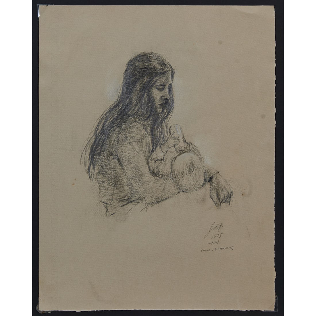 Bo Bartlett, Will at Six Months, Pencil Drawing: Bo (James William) Bartlett III (American, born 1955), "Will at Six Months," 1975, pencil drawing on paper, [approximate dimensions - sheet: 12 3/4" H x 9 7/8" W], signed, dated, and titled in pencil