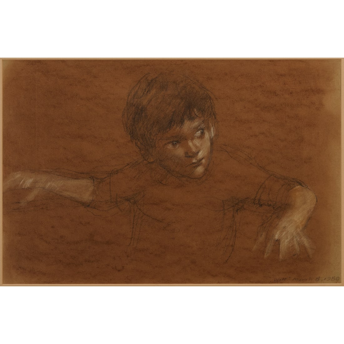 Bo Bartlett, Will, Charcoal Drawing: Bo (James William) Bartlett III (American, born 1955), "Will," 1980, charcoal drawing on paper, [approximate dimensions - sight: 10 3/8" H x 13 3/8" W], unsigned recto. At lower right, "'Will' March