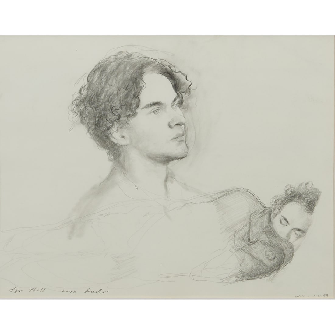 Bo Bartlett, Will, Pencil Drawing: Bo (James William) Bartlett III (American, born 1955), "For Will, Love Dad," 1999, pencil drawing on paper, [approximate dimensions - sight: 10 3/8" H x 13 3/8" W], unsigned. At lower right: "Will