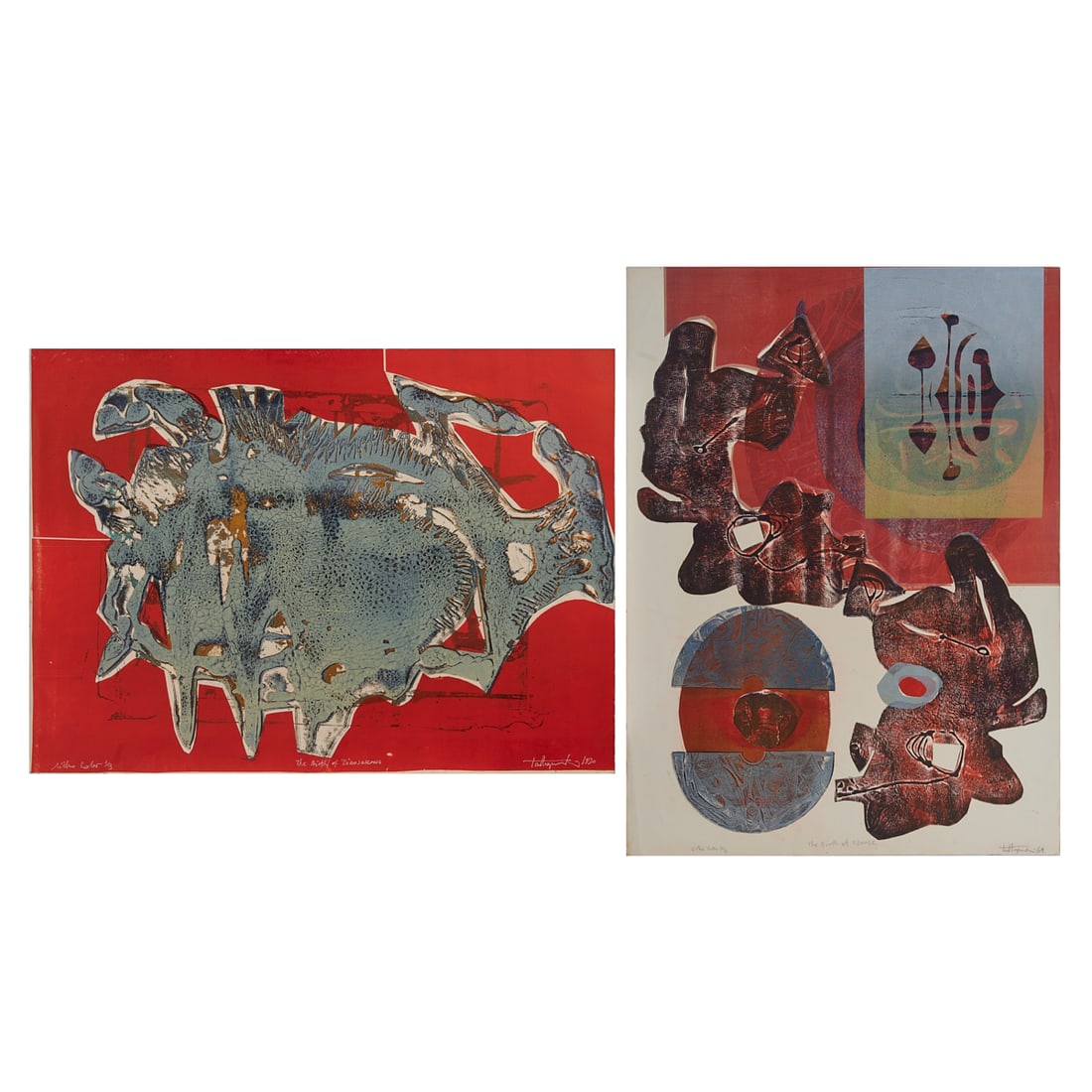 Tadeusz Lapinski, Two Colored Lithographs (1 of 9)