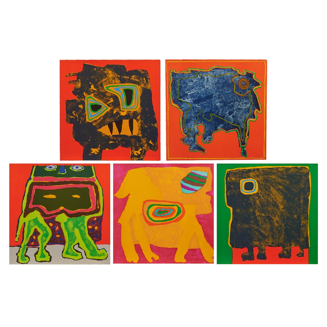 Jacques Soisson, Five Lithographs from Animal Suite: Jacques Soisson (French, born 1928), Bete, from "Animal Suite," 1975, five colored lithographs, [approximate dimensions - sheet (each): 19 3/4" H x 19 3/4" W], some dated; all numbered 58/150 and