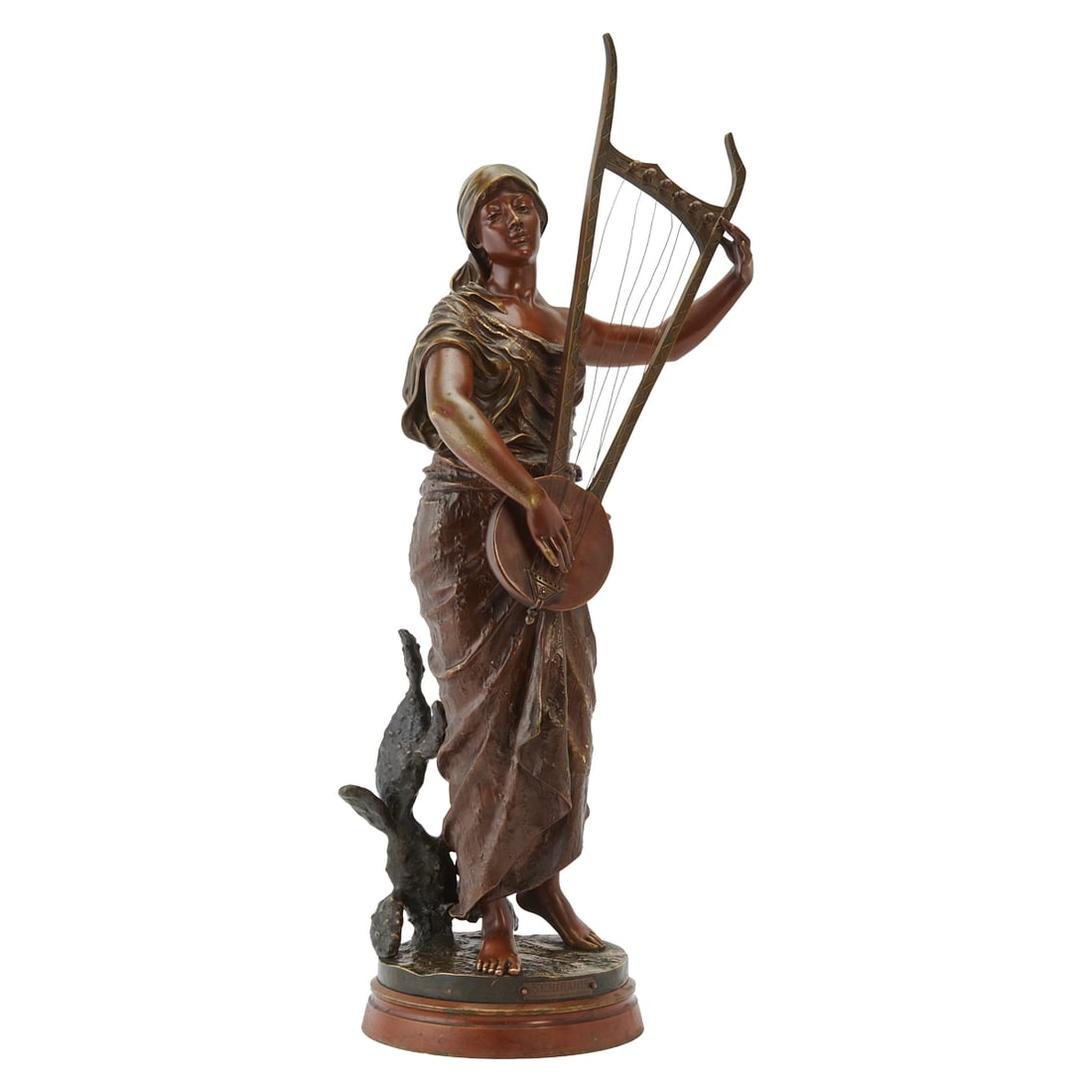 Georges Coudray, Semiramus, Bronze: Georges Charles Coudray (French, Active circa 1883-1932), "Semiramis," bronze sculpture on base, [approximate dimensions - overall: 35 1/8" H x 14 1/2" W x 11" D], titled and 'Salon Des Beaux-Arts'