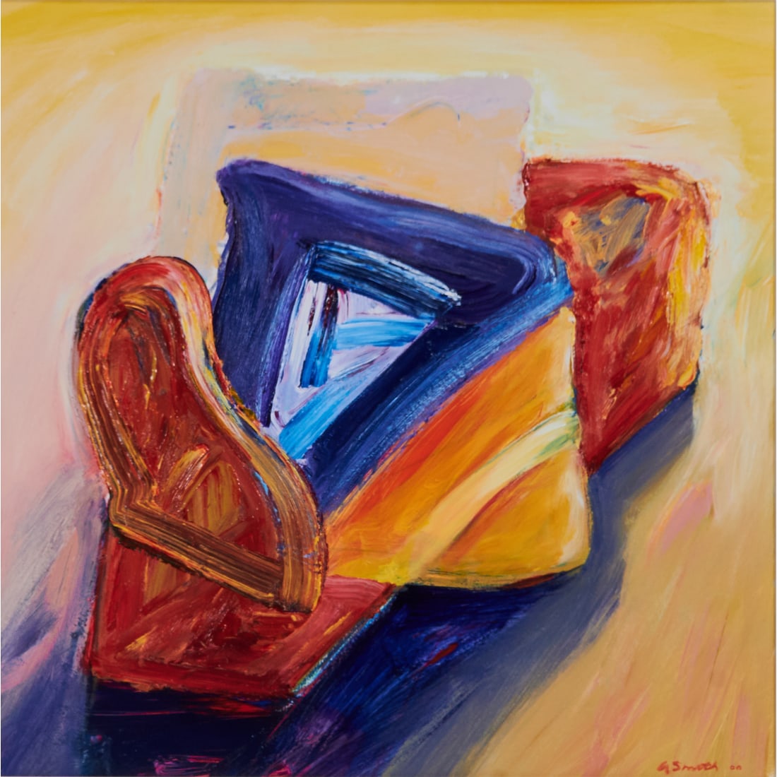 Albert E. Smith, Abstract, Acrylic on Paper: Albert E. Smith (American, born 1929), Abstract, acrylic on paper, [approximate dimensions - sight: 29 3/4" H x 30" W], signed 'A. Smith' and indistinctly dated '00' at lower right.
