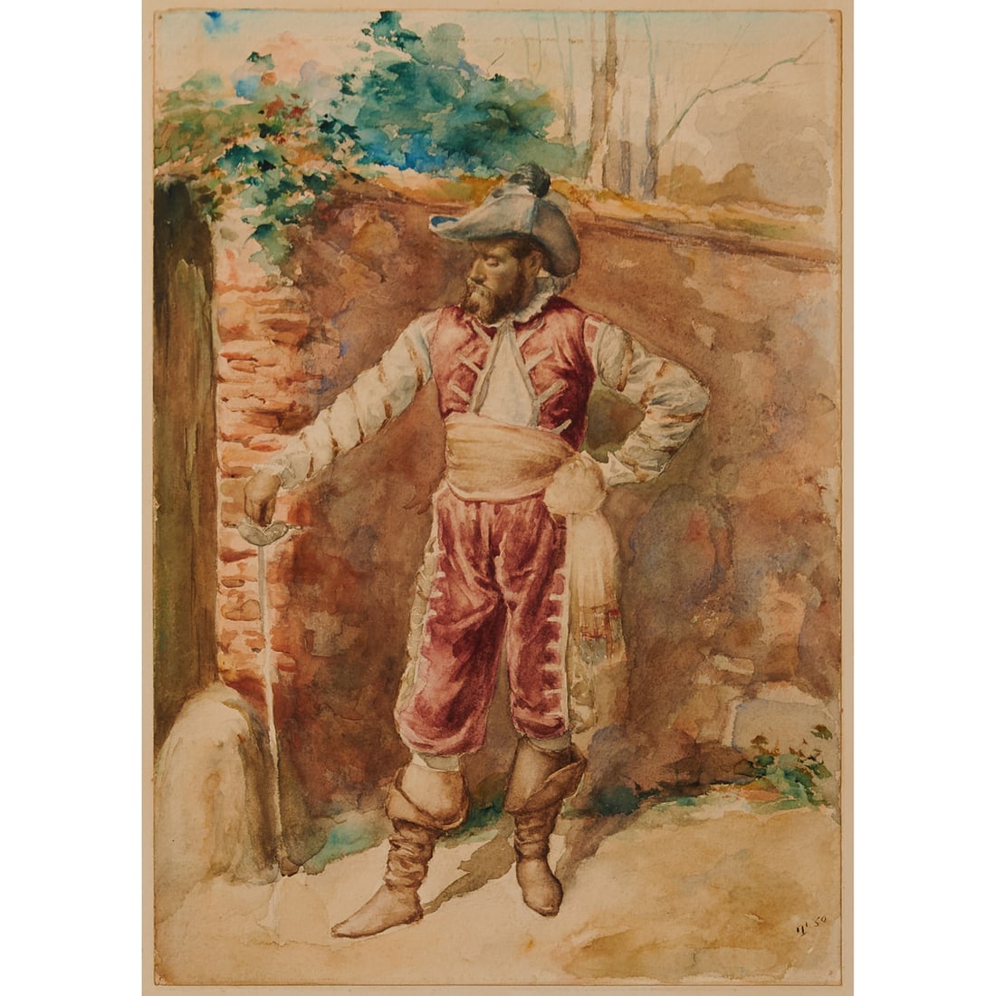 European School, Swashbuckler, Watercolor (1 of 3)