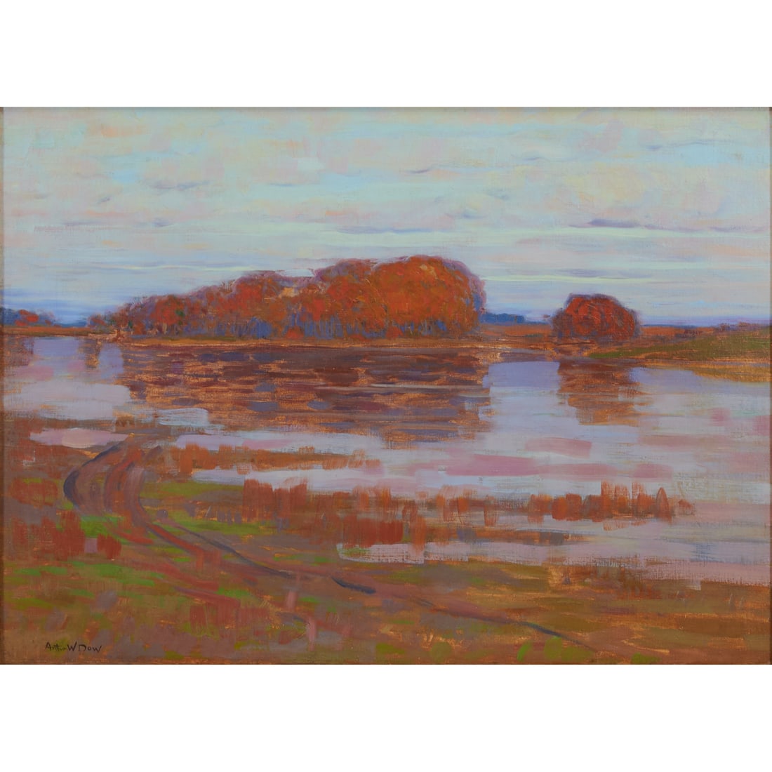 Arthur Wesley Dow, Golden Willow, Oil on Canvas: Arthur Wesley Dow, Golden Willow, Oil on CanvasArthur Wesley Dow (American, 1857-1922), Golden Willow, oil on canvas, [approximate dimensions - sight: 25 7/8" H x 35 3/4" W, canvas: 26 1/4" x 36 1/8" 