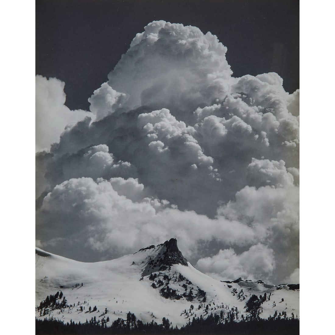 Ansel Adams, Unicorn Peak and Thunderclouds, Photograph: Ansel Adams (American, 1902-1984), "Unicorn Peak and Thunderclouds, Yosemite National Park, California," from the 'Special Edition Photograph by Ansel Adams' with stamp on the verso, gelatin silver