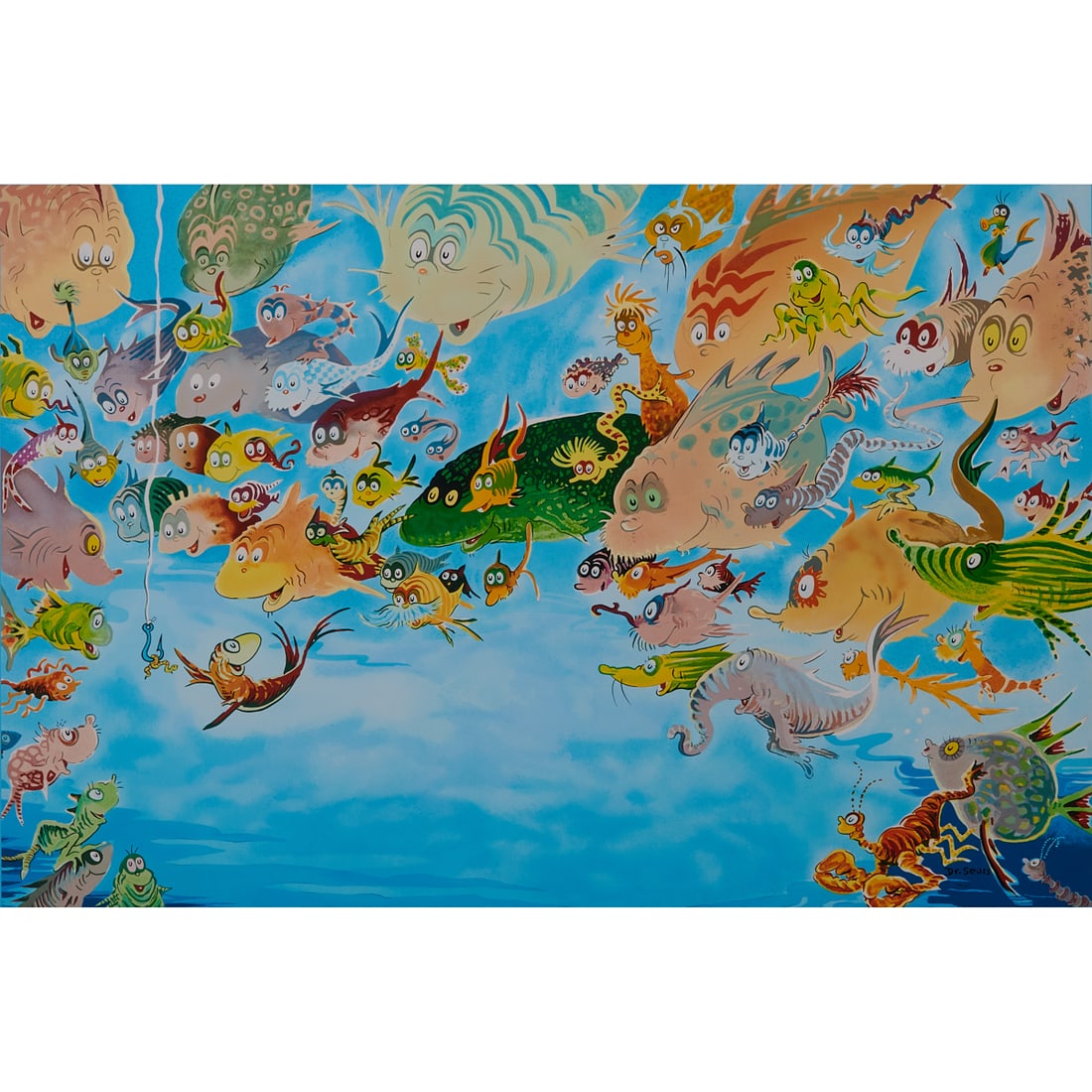 Dr. Seuss, Plethora of Fish, Serigraph: Theodor Seuss (Dr. Seuss) Geisel (American, 1904-1991), "Plethora of Fish," serigraph on panel, [approximate dimensions - sight: 24 1/4" H x 36 1/8" W], numbered 198/850 in ink and signed 'Dr. Seuss' 