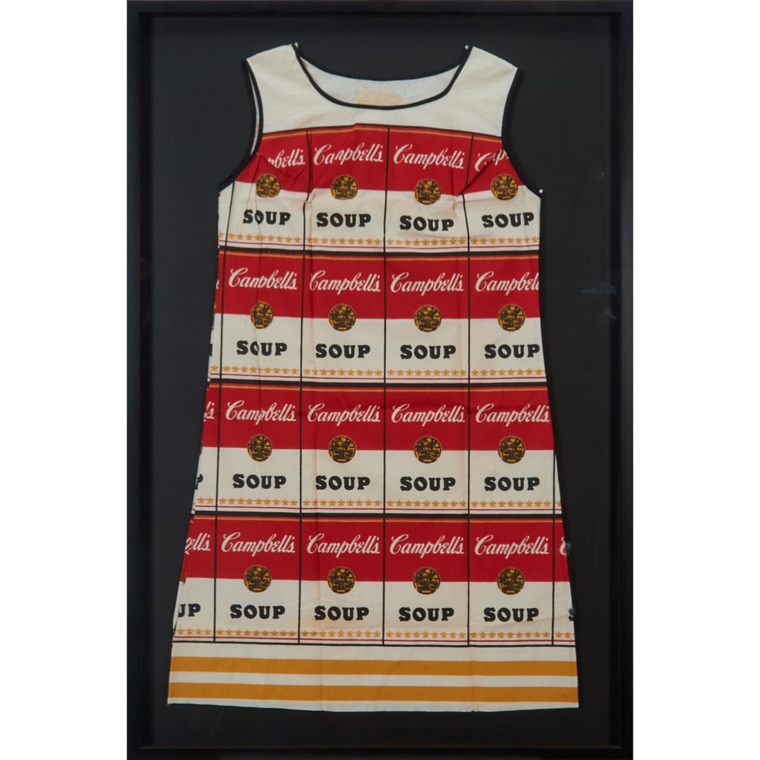 After Andy Warhol, The Souper Dress, Screenprint on Dress: After Andy Warhol (American, 1928-1987), "The Souper Dress," 1966-1967, screenprint in colors on cellulose and cotton A-line dress, [approximate dimensions - overall: 38" H x 23 5/8" W], care label