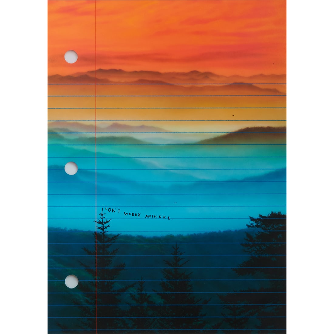 Friedrich Kunath, I Don't Worry Anymore,: Friedrich Kunath (German, born 1974), "I Don't Worry Anymore," 2017, archival print and silkscreen in three colors on paper, [approximate dimensions - sight: 35 1/8" H x 25 1/4" W], unsigned.