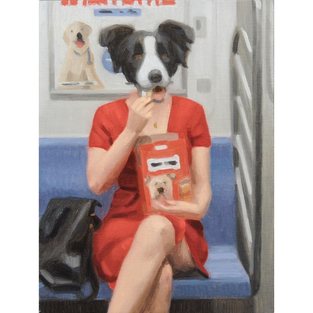 Matthew Grabelsky, Basic Bitch, Oil on Canvas: Matthew Grabelsky (American, 20th/21st Century), "Study for Basic Bitch," 2020, oil on canvas, {approximate dimensions - canvas: 10" H x 7 1/2" W], unsigned recto. Signed 'Grabelsky' on canvas verso.