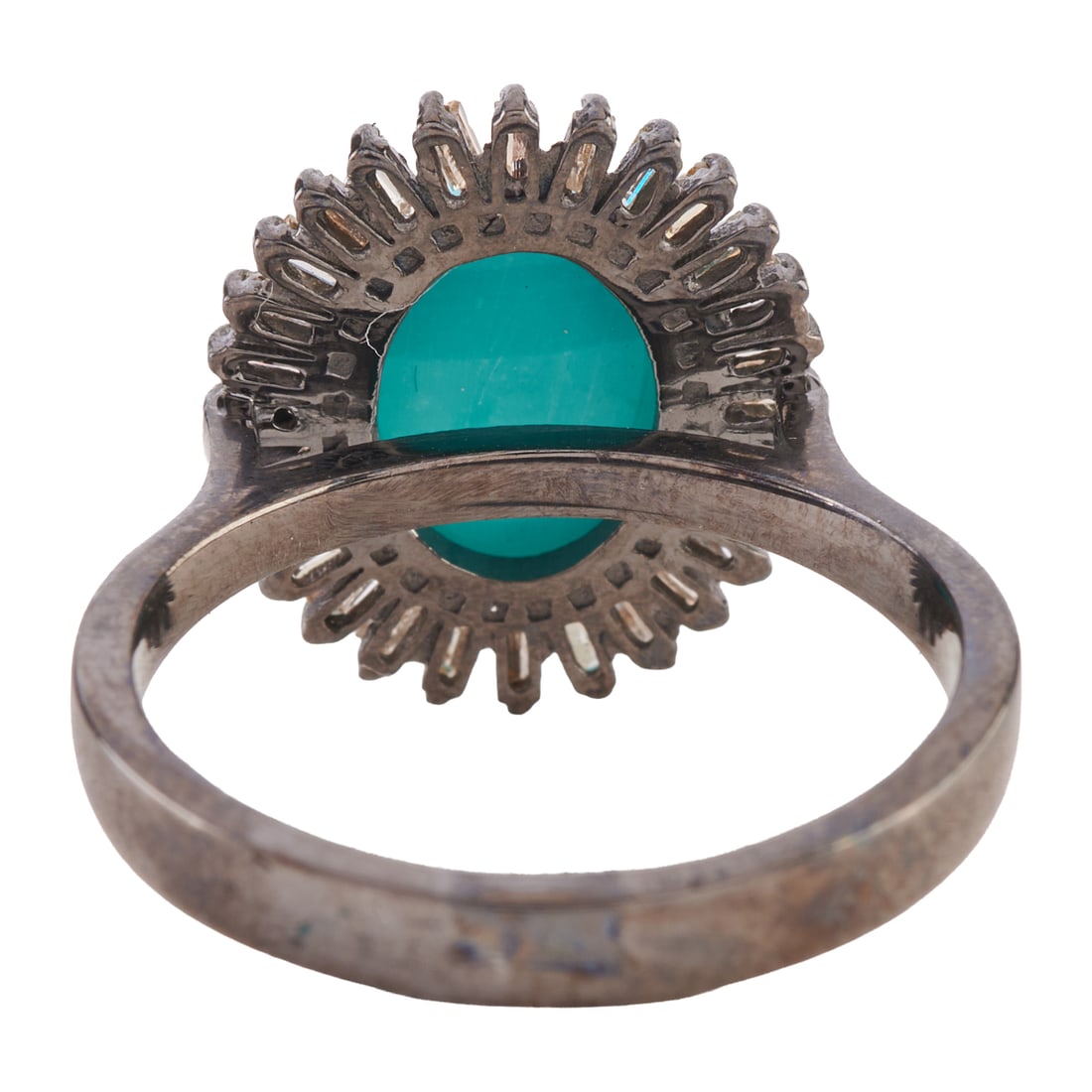 Turquoise, Diamond, Oxidized Silver Ring - 3