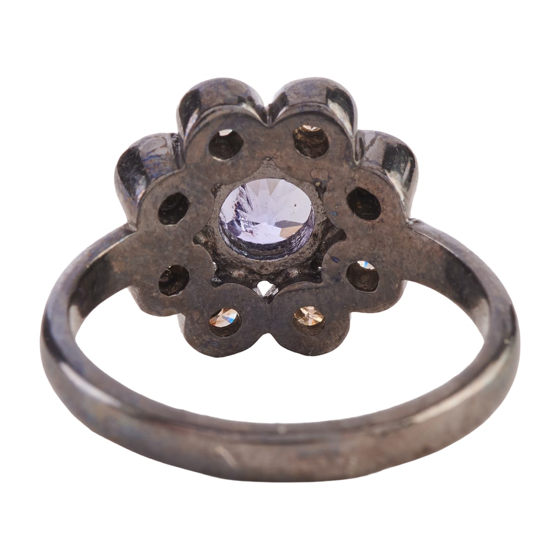 Tanzanite, Diamond, Oxidized Silver Ring - 3