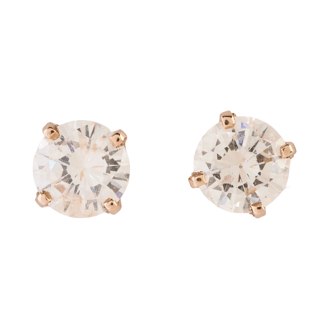 Pair of Diamond, 14k White Gold Stud Earrings: Pair of Diamond, 14k White Gold Stud Earrings. Each featuring one round brilliant-cut diamond weighing approximately 0.50 ct., set in a 14k white gold screw back stud mounting. Total diamond weight