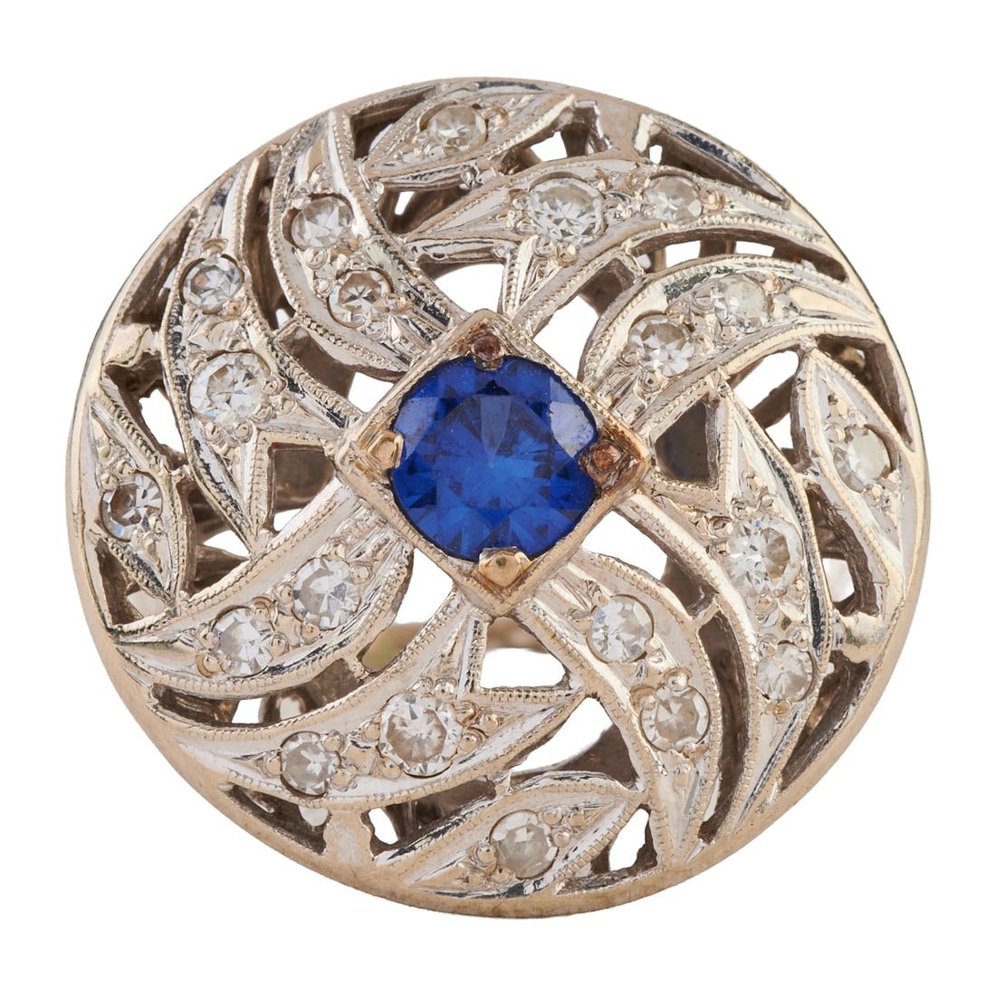 Synthetic Sapphire, Diamond, 14k White Gold Ring (1 of 3)