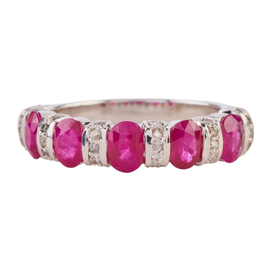 Ruby, Diamond, 14k White Gold Band (1 of 4)