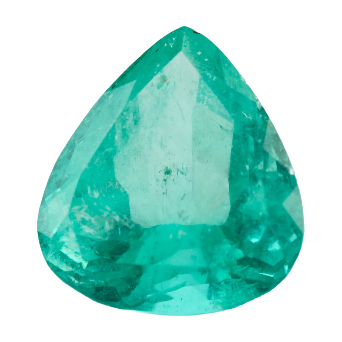 Unmounted Pear-cut Emerald: Unmounted Pear-cut Emerald. The unmounted pear-cut emerald weighing approximately 4.06 cts. and measuring approximately 11 x 10.1 x 7 mm.