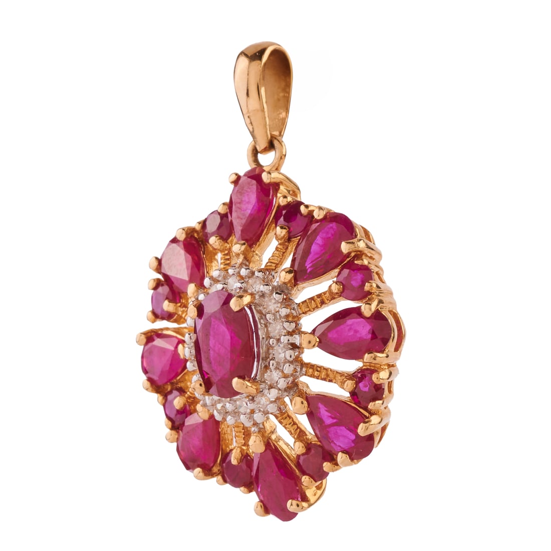 Ruby, Diamond, 14k Yellow Gold Pendant - 2