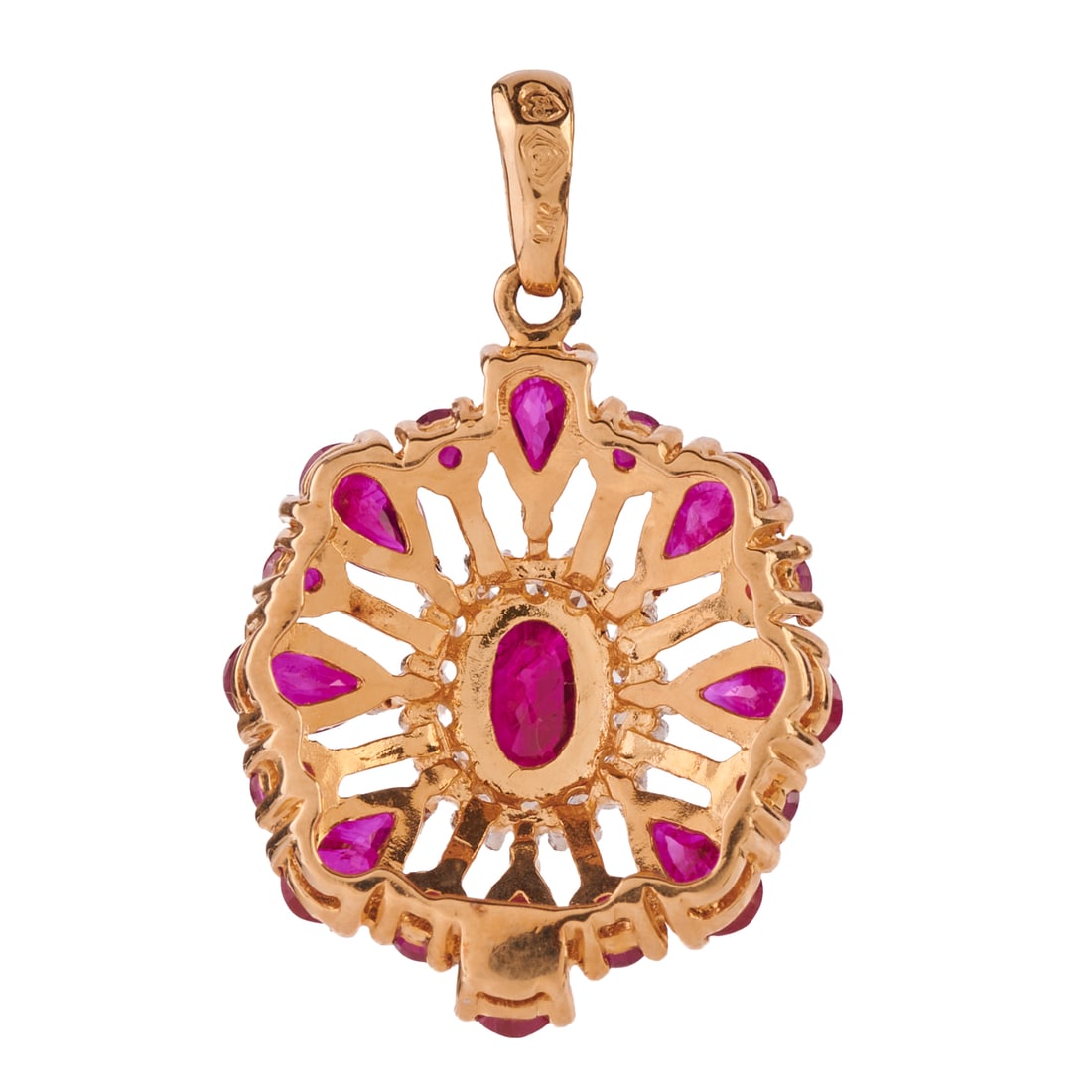 Ruby, Diamond, 14k Yellow Gold Pendant - 3