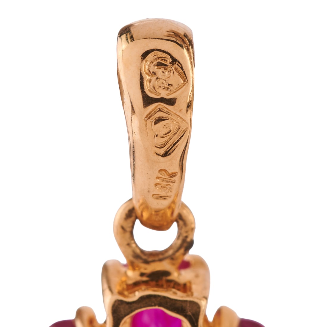 Ruby, Diamond, 14k Yellow Gold Pendant - 4