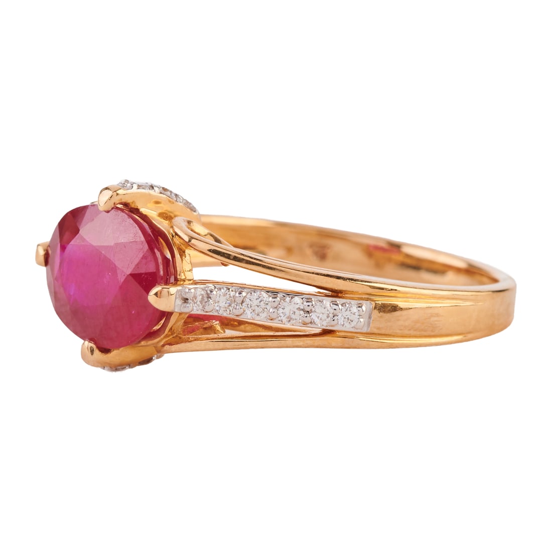 Ruby, Diamond, 14k Yellow Gold Ring - 2