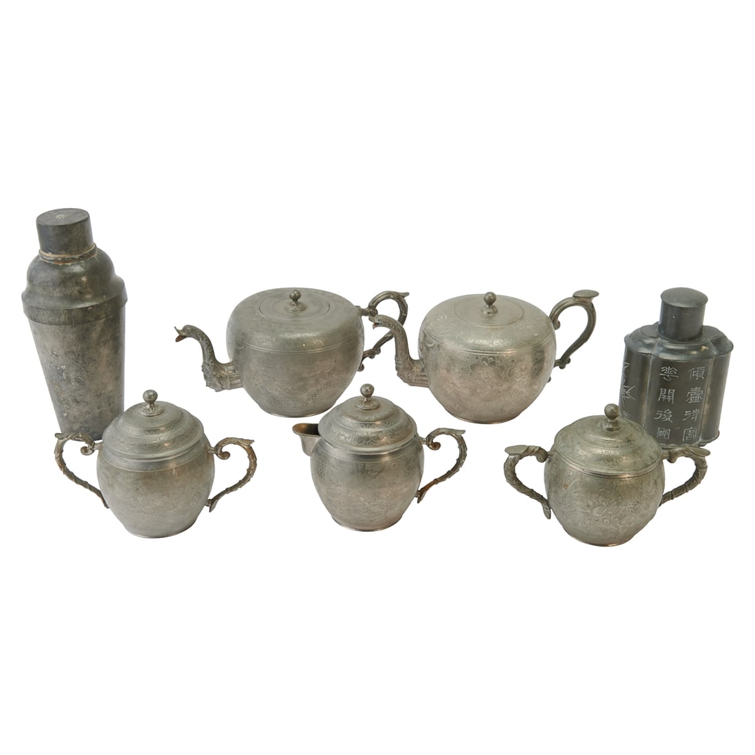 A Group of Chinese Kut Hing Huikee Swatow Pewter Ware (1 of 8)