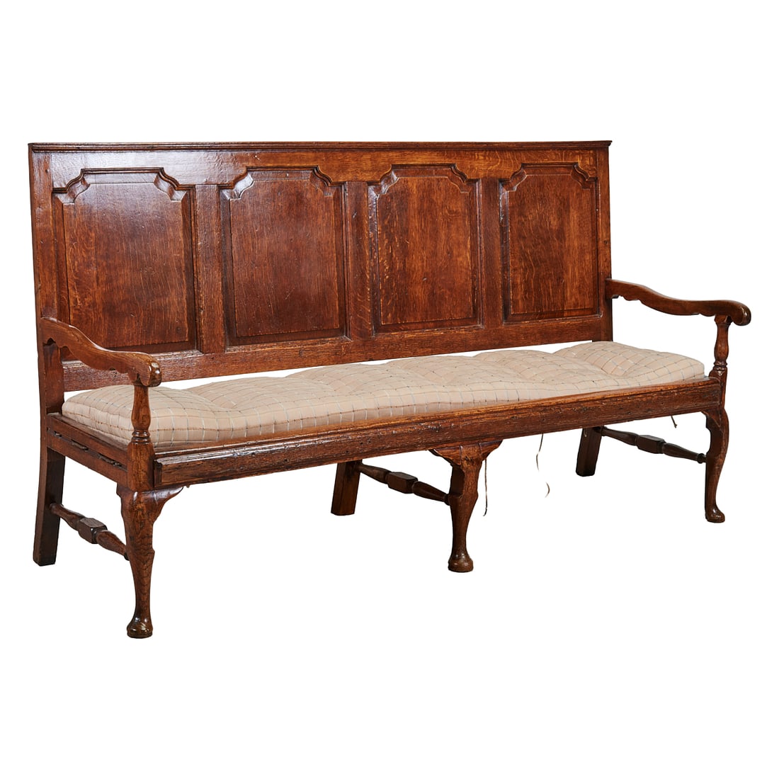 Georgian Style Oak High Back Settle - 2
