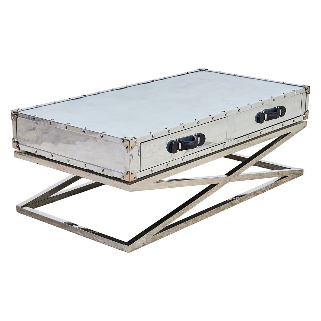 Restoration Hardware Chrome Trunk Coffee Table - 4