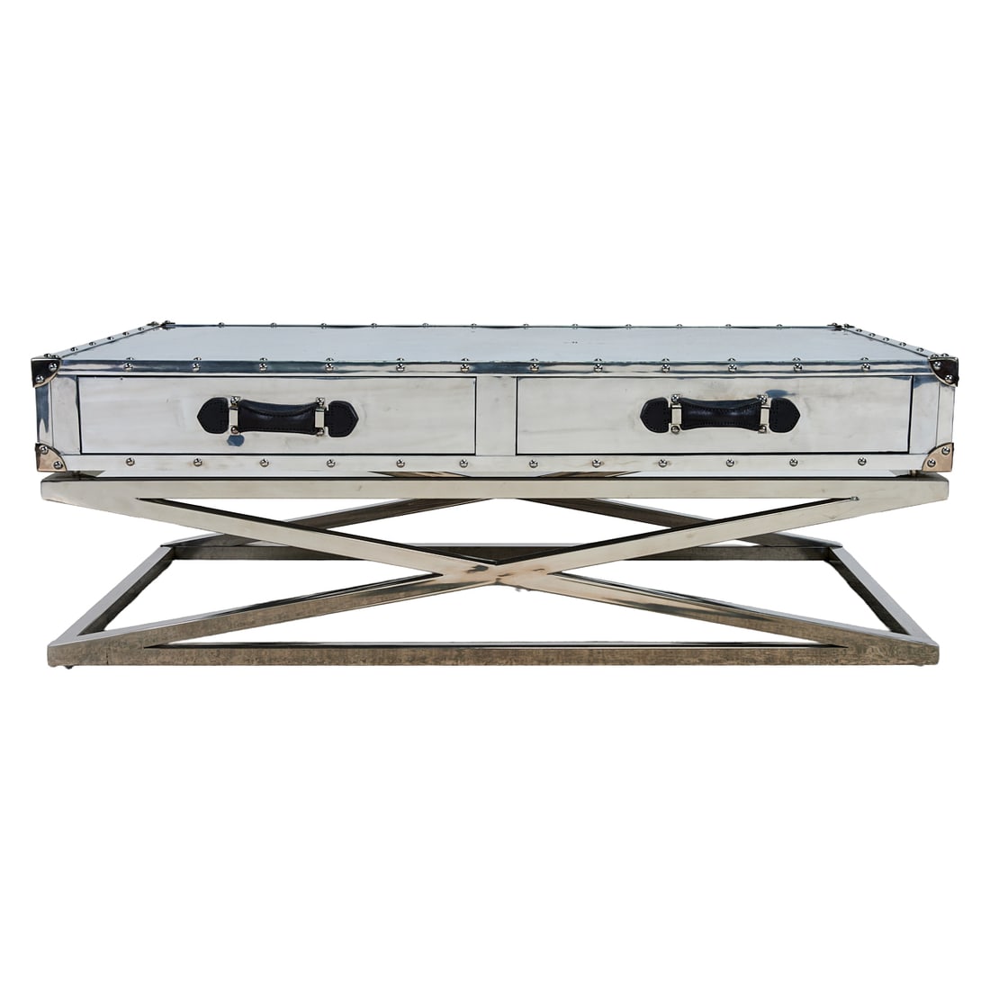 Restoration Hardware Chrome Trunk Coffee Table - 5
