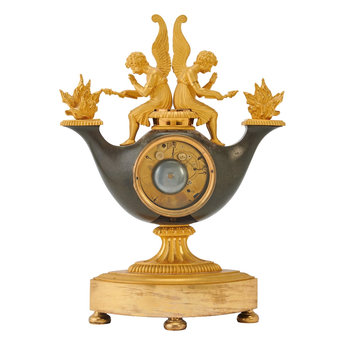 Empire Bronze Figural Mantel Clock - 3