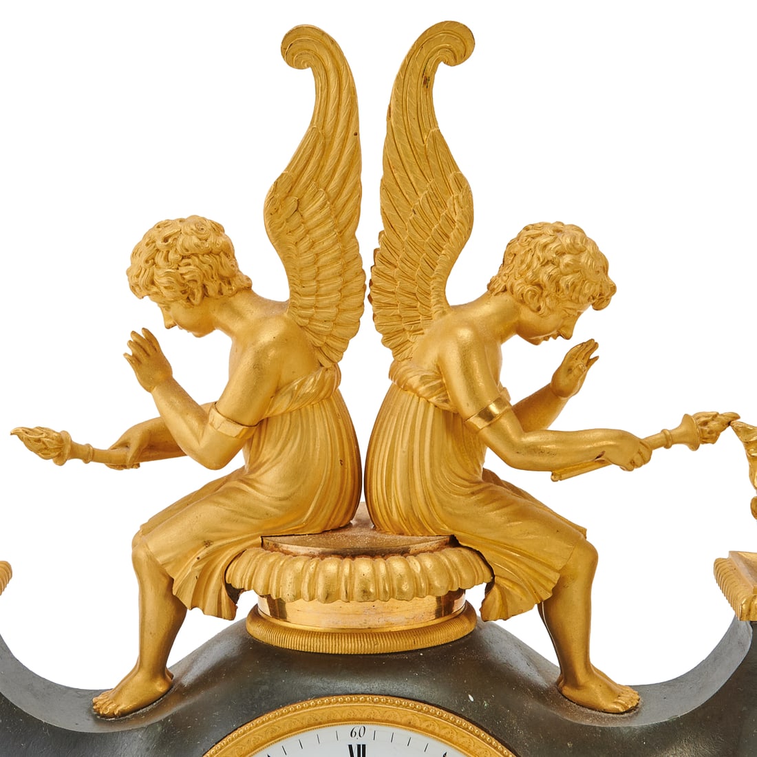 Empire Bronze Figural Mantel Clock - 5