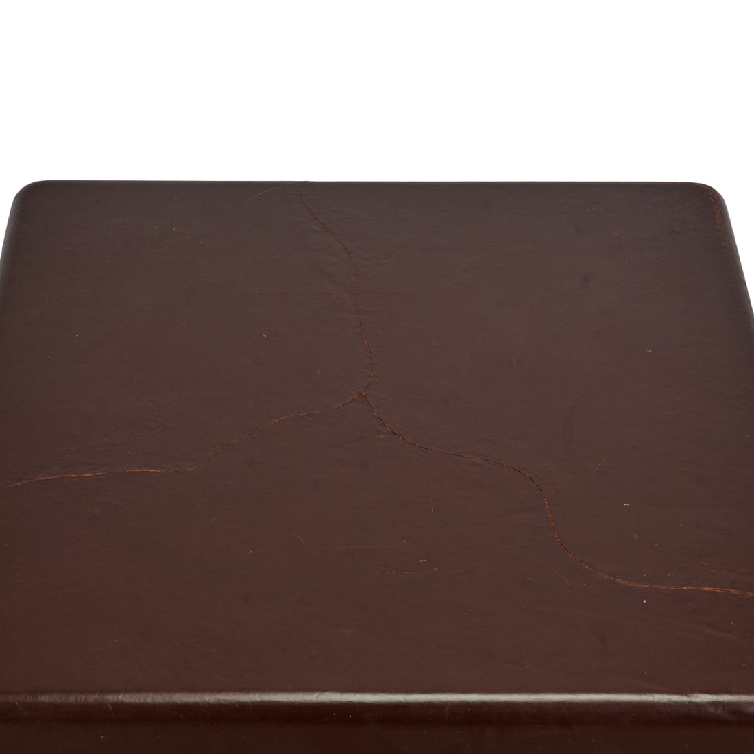 Modern Brown Leather Wrapped Square Low Table - 3