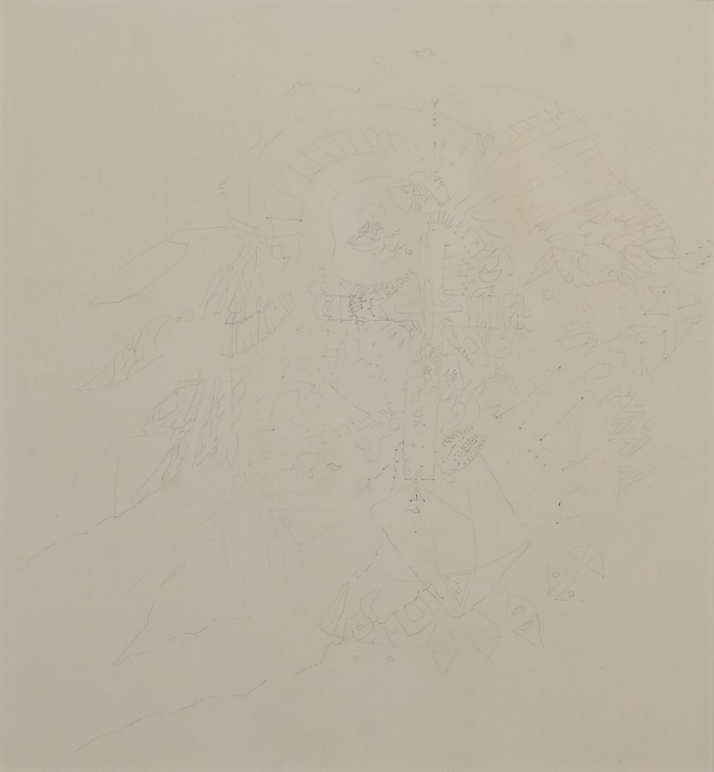 Bruce Conner, ...Mural All Mexico Is Waiting For, Graphite on Paper: Bruce Conner (American, 1933-2008), "Sketch for the Mural All Mexico is Waiting for," 1962, graphite on paper. Unsigned recto. Gallery Paule Anglim label verso.;[Approximate dimensions - sight: 20 3/4
