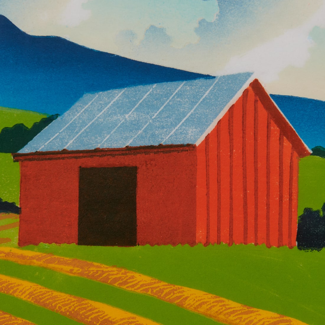 Sabra Field, Windrows, Woodcut - 3