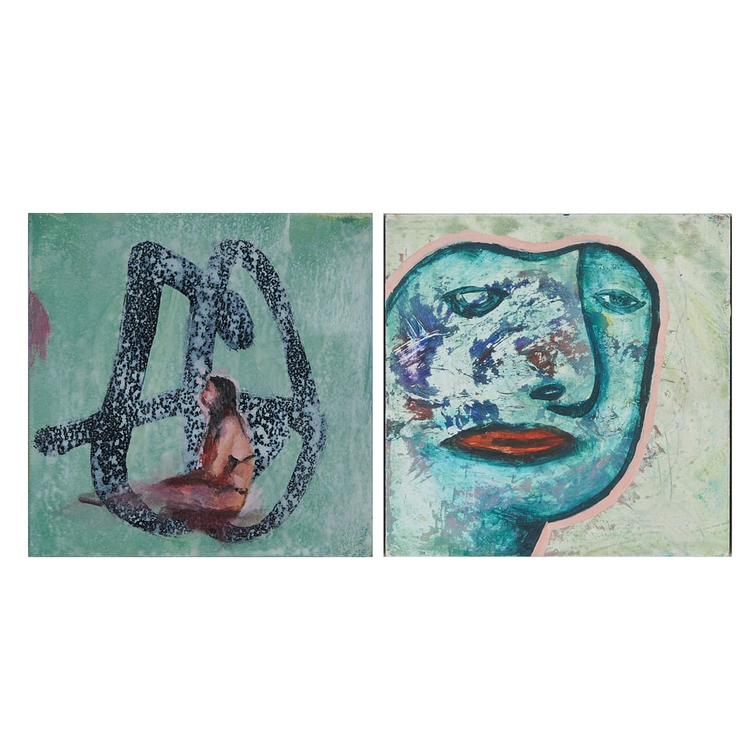 Two Gouache Paintings, including Kilmany-Jo Liversage and Khaya Sineyile: Two Gouache Paintings on Panels from South African artists, including;(i) Kilmany-Jo Liversage (South African, born 1973), "Girl with Pretzel Shape." Signed verso with printed copy of CV. Artists