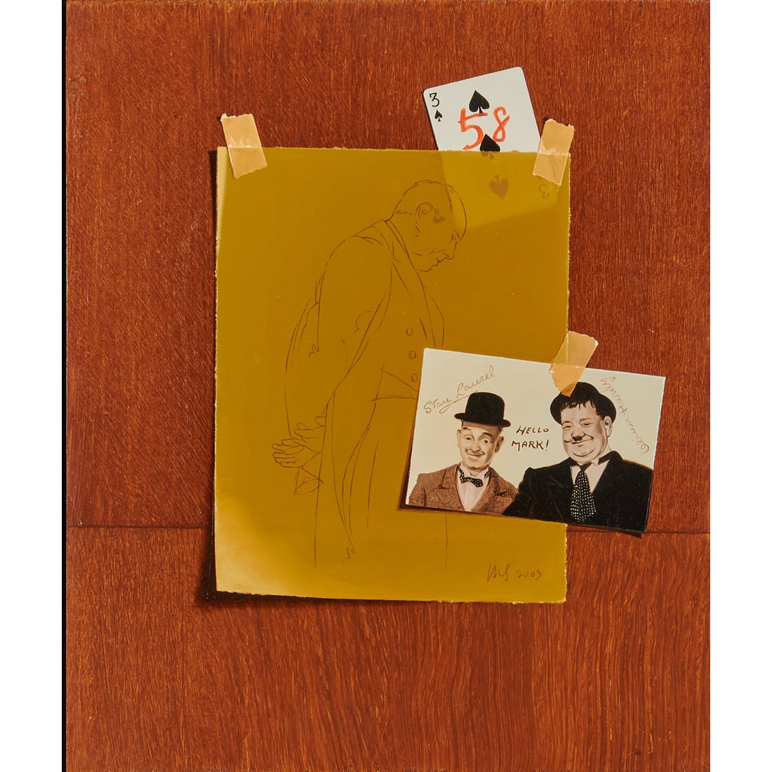 Mark Stock, The Butler's in Love, Oil and Acrylic on Board: Mark Stock (American, 1951-2014),;"The Butlers in Love," (Sketch), 2003, oil and acrylic on board. Initial signed and dated at lower right. Titled, dated, medium, and signed verso, including personal