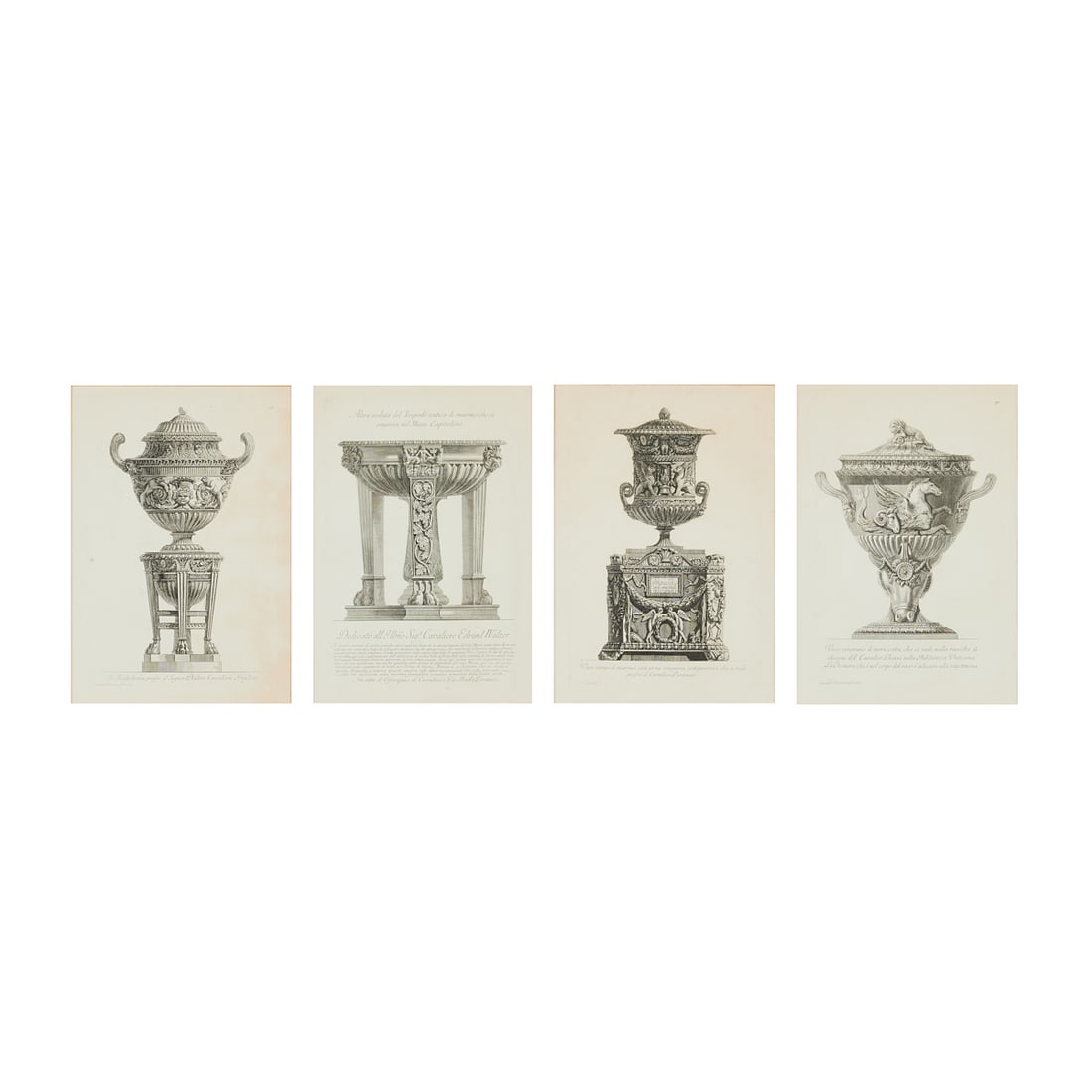 After Piranesi, Four Etchings from Vasi, Candelabri, Cippi.. (1 of 13)