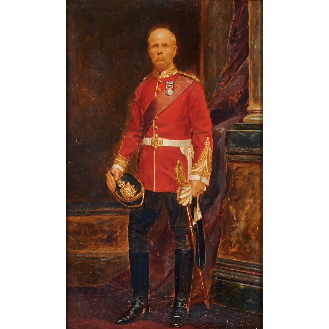 British School, Portrait of an English Army Officer, Oil on Board: British School (early 20th Century), Portrait of an English Army Officer, circa;1905, oil on board.;Unsigned.;[Approximate dimensions - sight: 11" H x 6 5/8" W, board: 11 1/2" H x 7 1/4" W]. This anon
