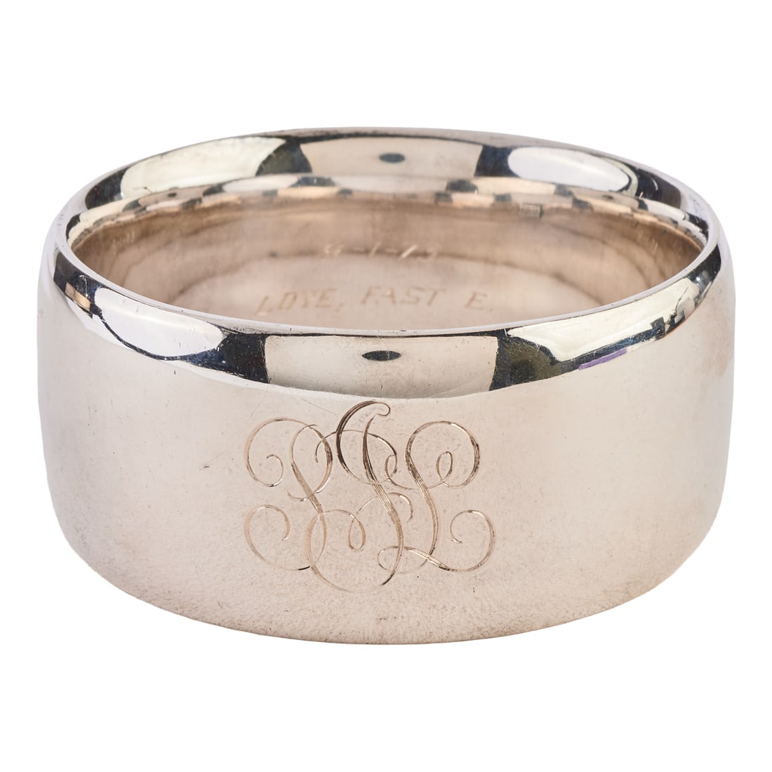 Tiffany & Co. Sterling Silver Bangle Bracelet: Tiffany & Co. Sterling Silver Bangle Bracelet. The Tiffany & Co. sterling silver bangle bracelet measuring approximately 34 mm in width and with an internal diameter of approximately 69 mm, the