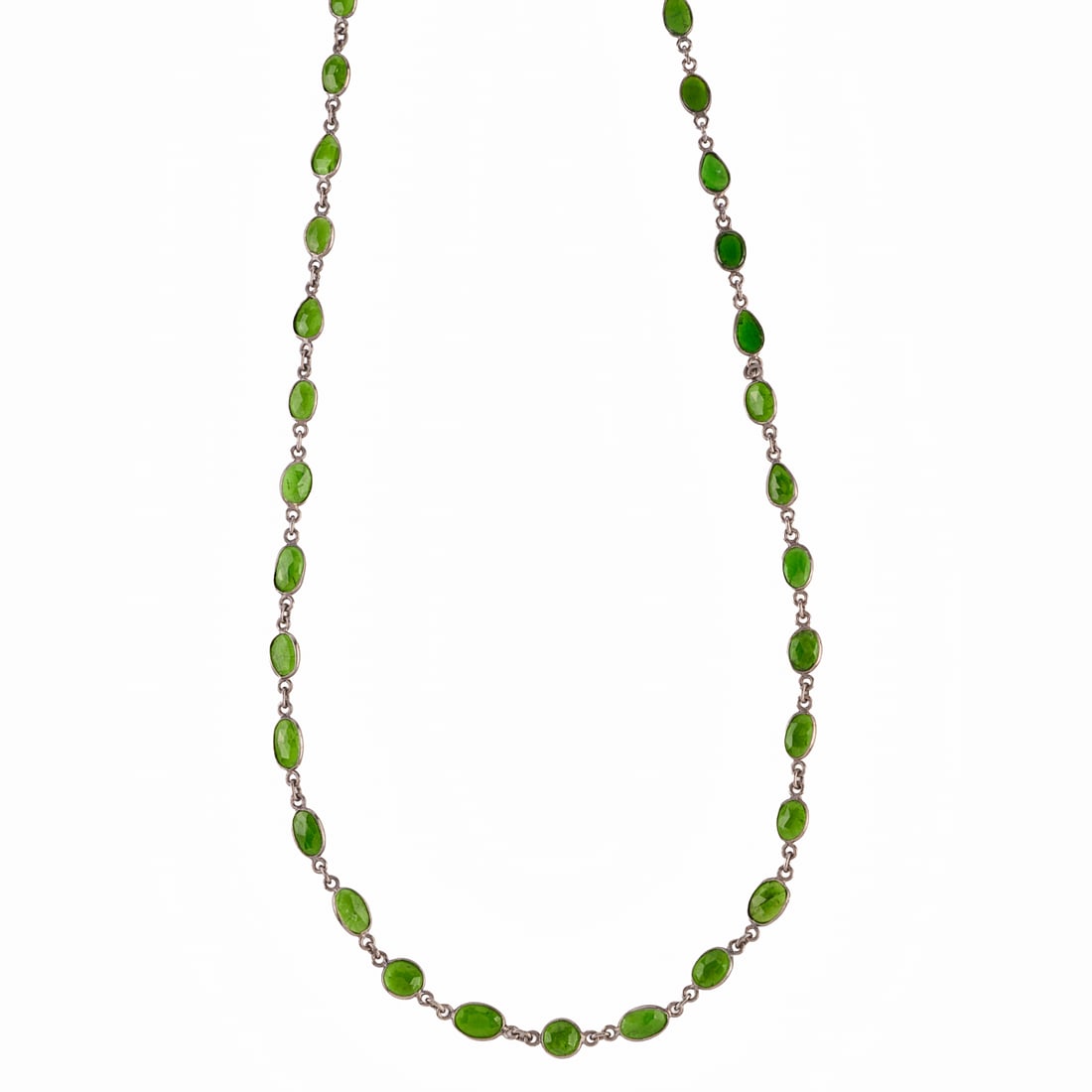 Diopside, Oxidized Silver Necklace
