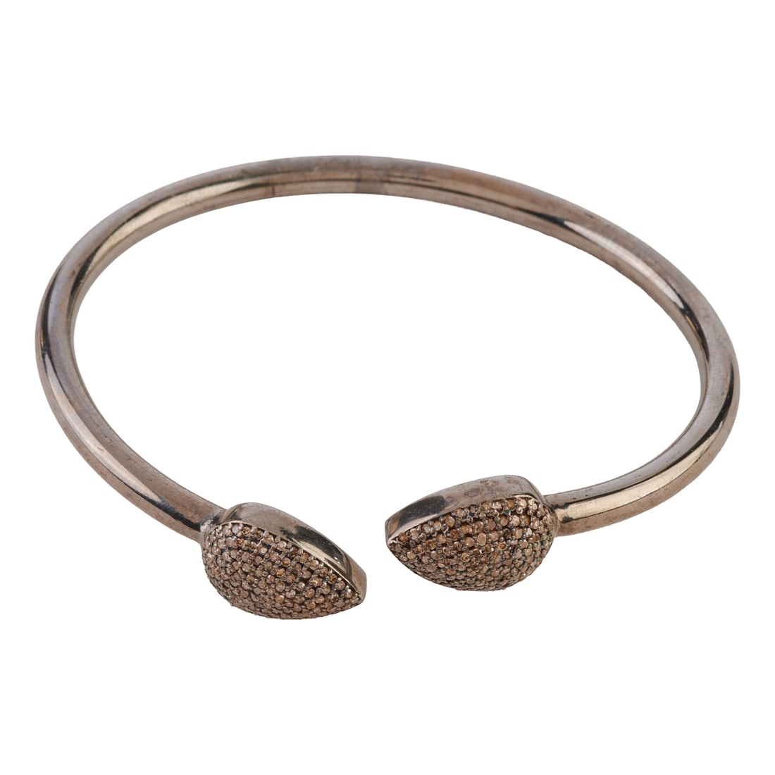 Diamond, Oxidized Silver Cuff Bracelet - 2