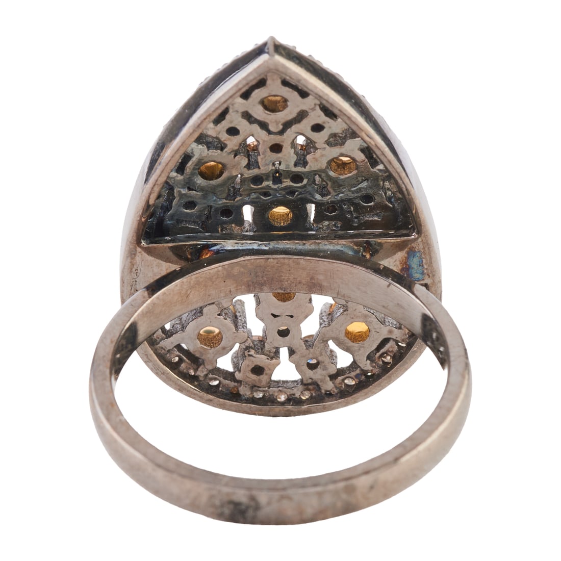 Opal, Diamond, Oxidized Silver Ring - 3