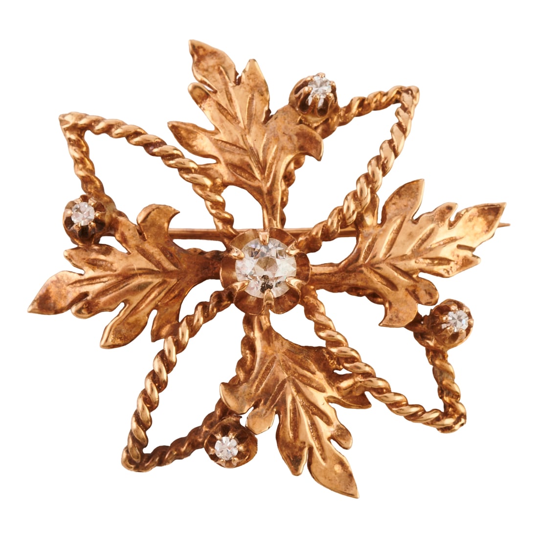 Diamond, 14k Yellow Gold Brooch (1 of 2)