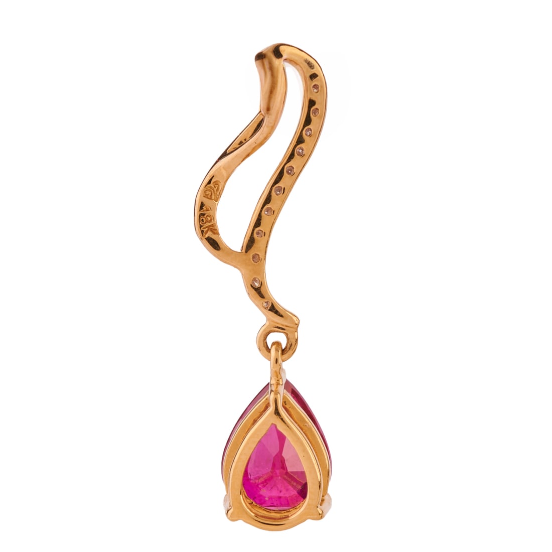 Ruby, Diamond, 18k Yellow Gold Pendant - 2