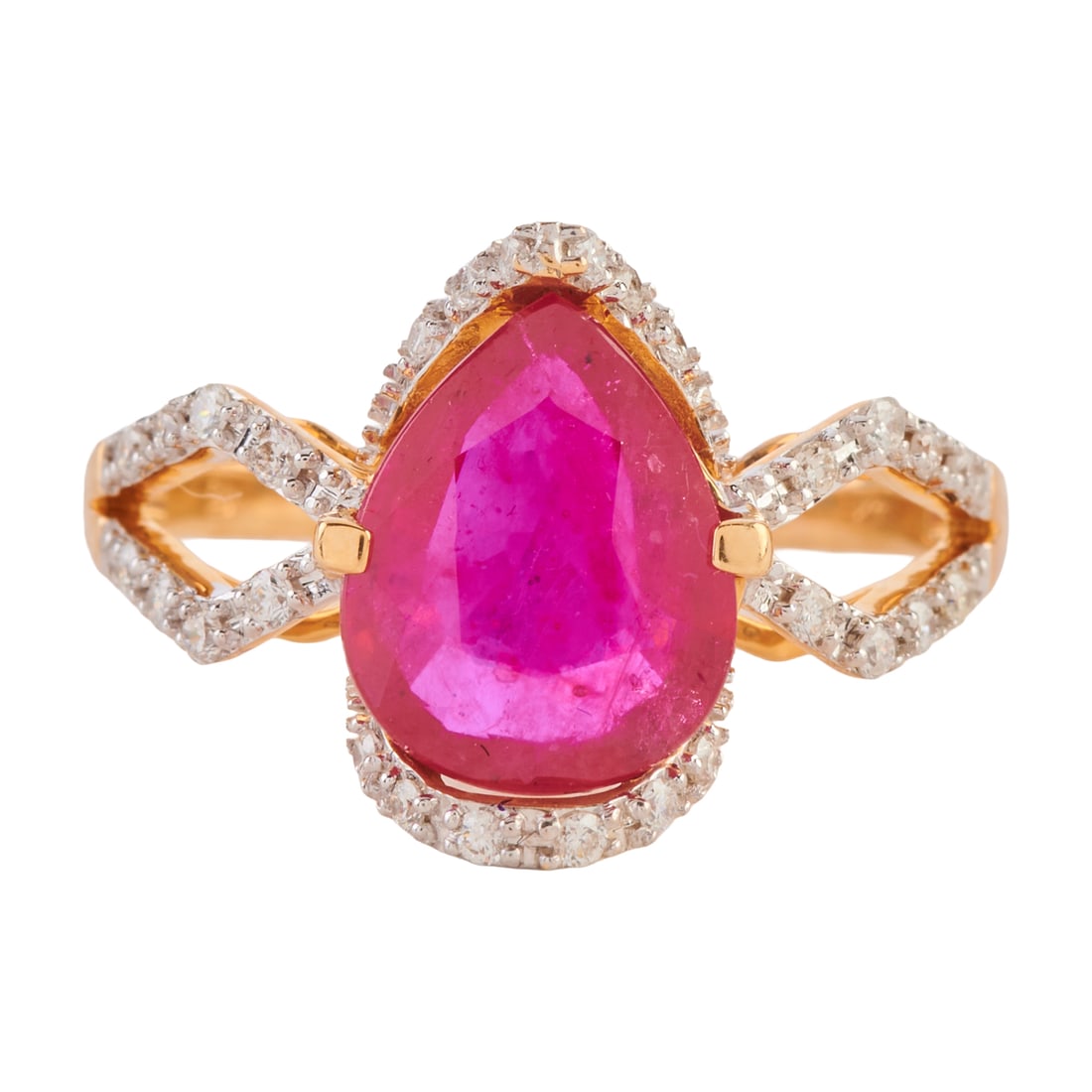 Treated Ruby, Diamond, 14k Yellow Gold Ring